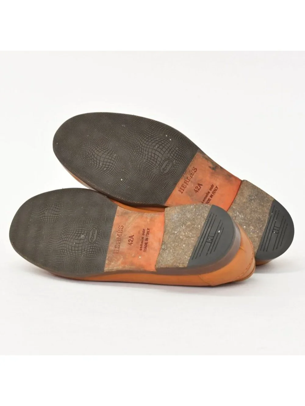 Hermes Moccasin Calf Kelly Buckle Brown Silver Leather